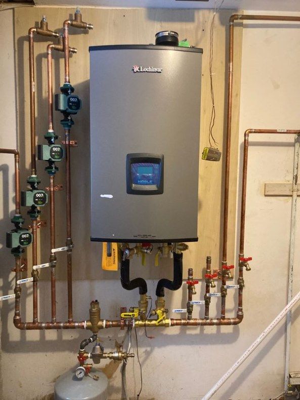 New boiler installation with full copper pipework and pumps